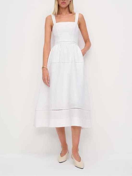 Reformation Dresses & Skirts - NWOT Reformation Everett Linen Midi Dress White A-Line Summer Vacation 8 Bridal